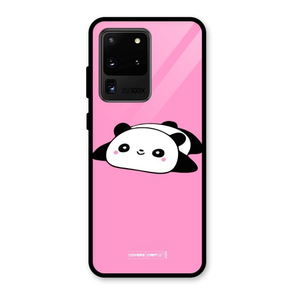 Cute Lazy Panda Glass Back Case for Galaxy S20 Ultra