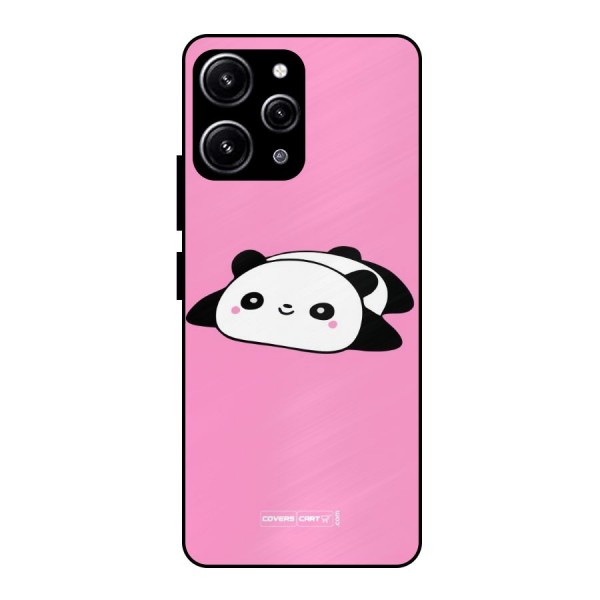 Cute Lazy Panda Glass Back Case for Redmi 12 4G