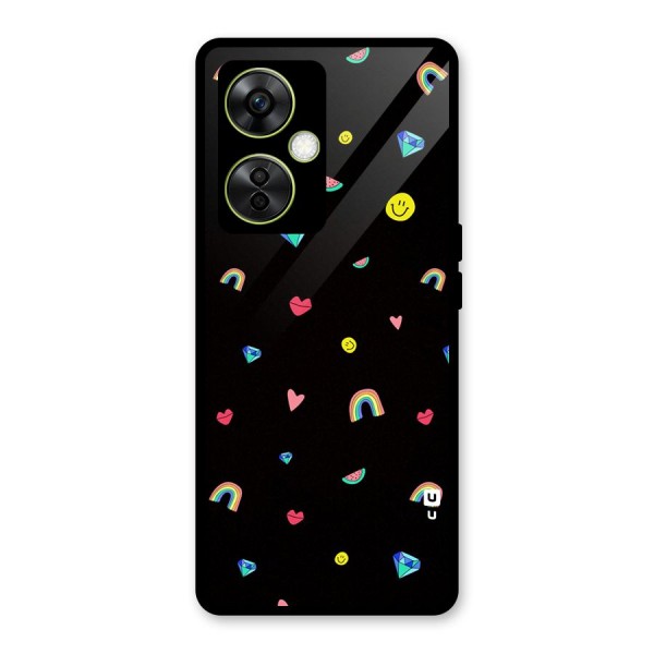 Cute Multicolor Shapes Glass Back Case for OnePlus Nord CE 3 Lite