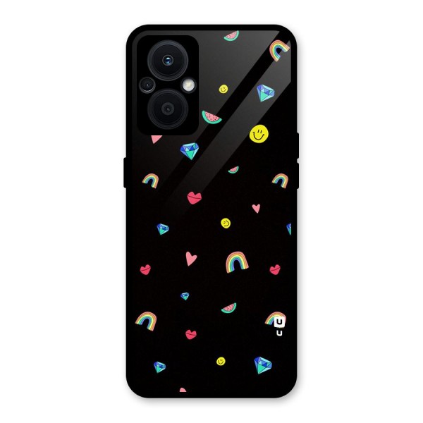 Cute Multicolor Shapes Glass Back Case for Oppo F21s Pro 5G