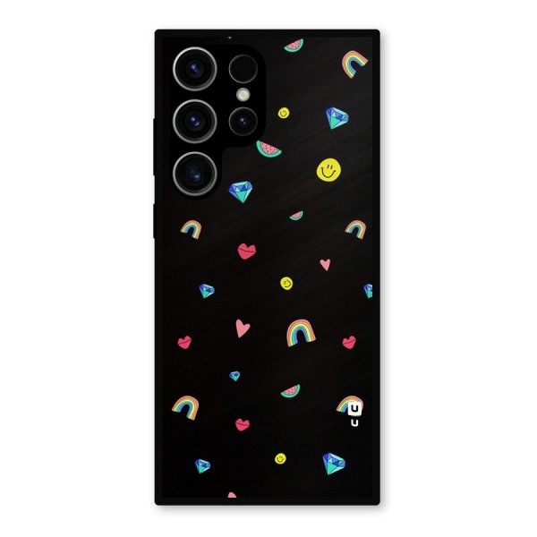 Cute Multicolor Shapes Metal Back Case for Galaxy S23 Ultra