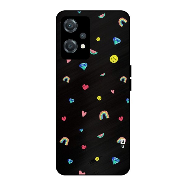 Cute Multicolor Shapes Metal Back Case for OnePlus Nord CE 2 Lite 5G