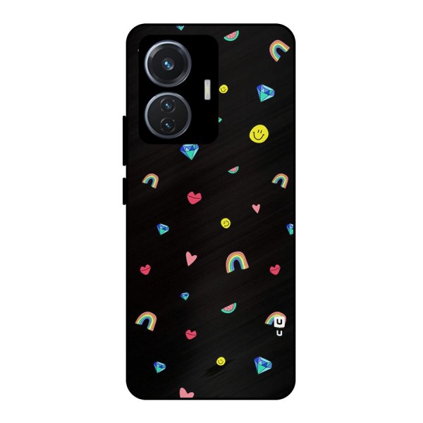 Cute Multicolor Shapes Metal Back Case for iQOO Z6 44W
