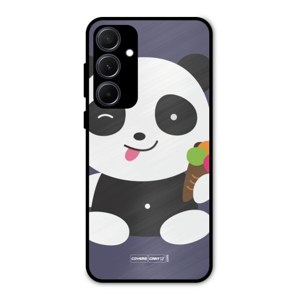 Cute Panda Blue Metal Back Case for Galaxy A35