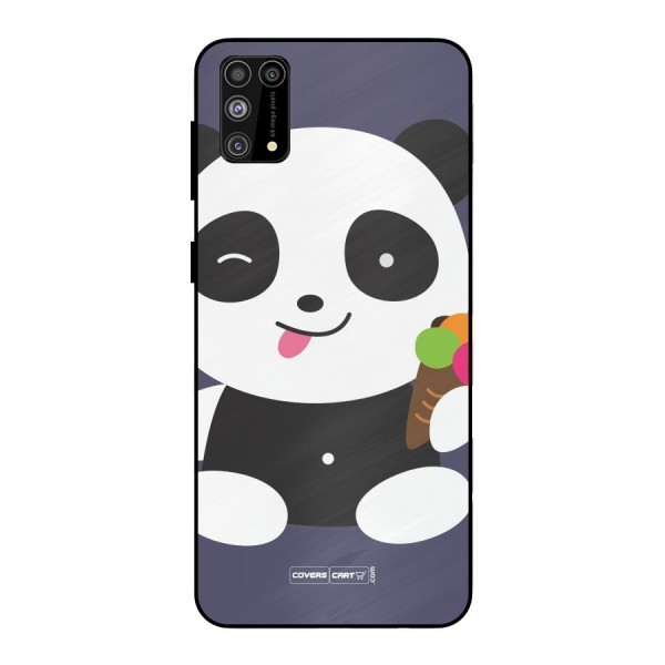 Cute Panda Blue Metal Back Case for Galaxy F41
