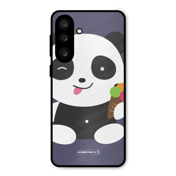 Cute Panda Blue Metal Back Case for Galaxy M56