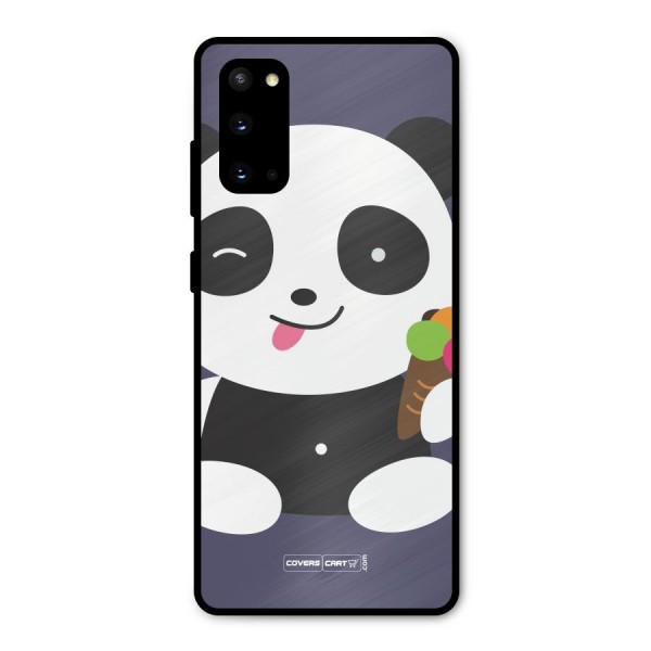 Cute Panda Blue Metal Back Case for Galaxy S20