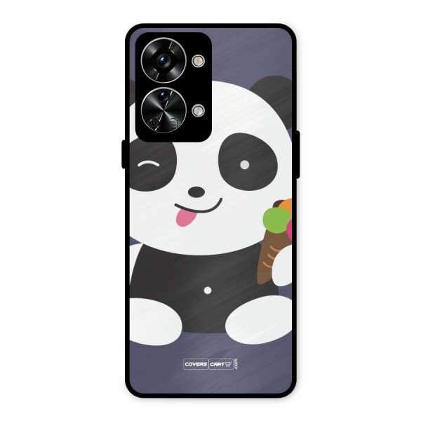 Cute Panda Blue Metal Back Case for OnePlus Nord 2T