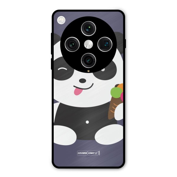 Cute Panda Blue Metal Back Case for Oppo Find X8 Pro