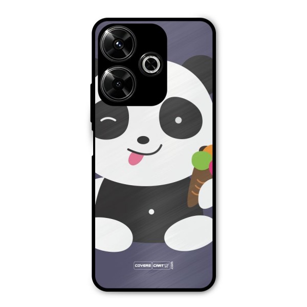 Cute Panda Blue Metal Back Case for Poco M6 Plus