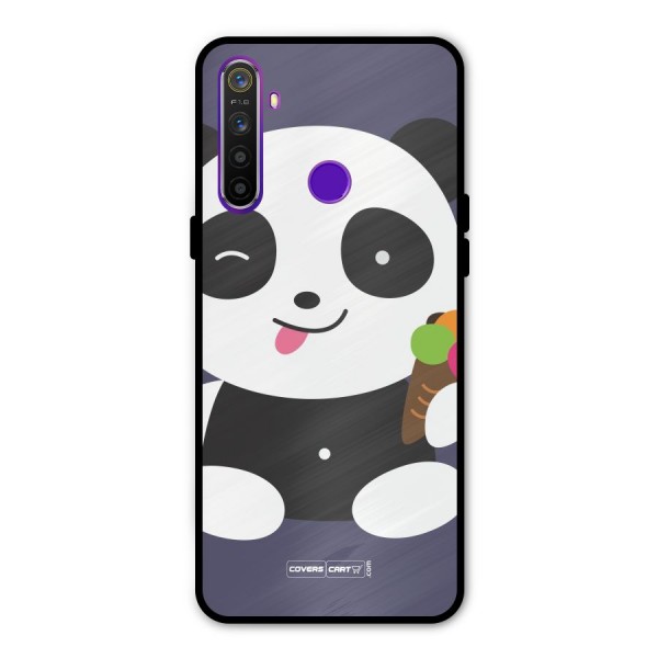 Cute Panda Blue Metal Back Case for Realme Narzo 10
