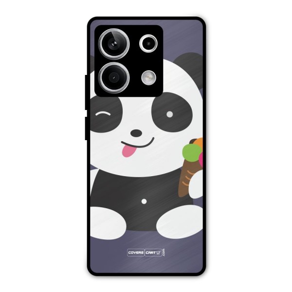 Cute Panda Blue Metal Back Case for Redmi Note 13 5G