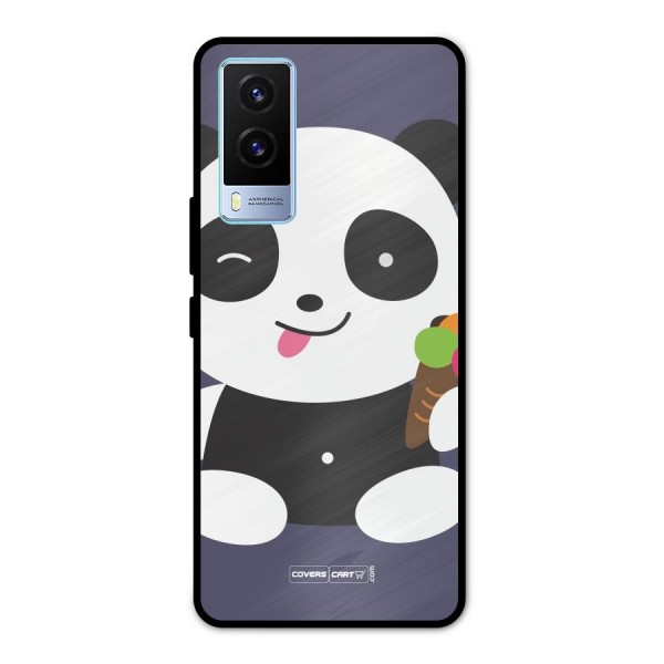 Cute Panda Blue Metal Back Case for Vivo V21e 5G