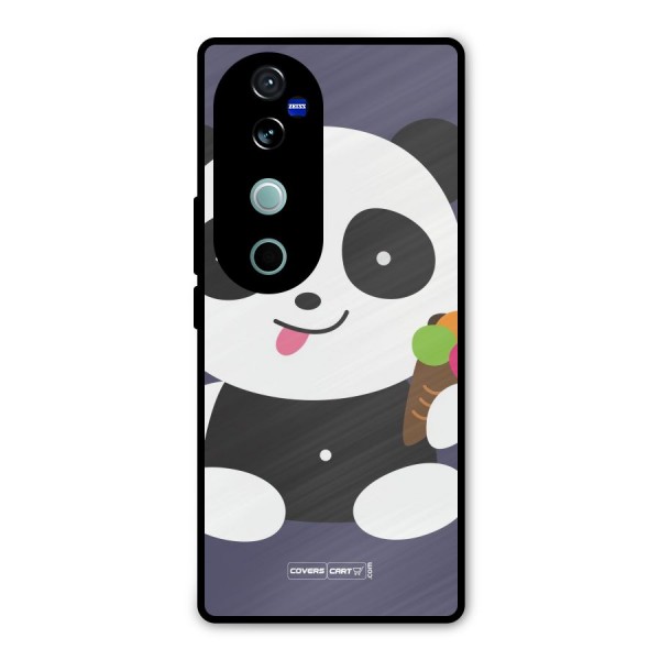Cute Panda Blue Metal Back Case for Vivo V40 Pro