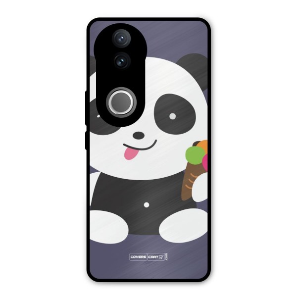 Cute Panda Blue Metal Back Case for Vivo V50e