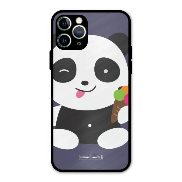 Cute Panda Blue Metal Back Case for iPhone 11 Pro Max