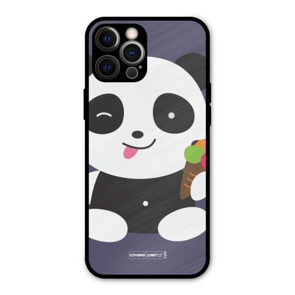 Cute Panda Blue Metal Back Case for iPhone 12 Pro Max