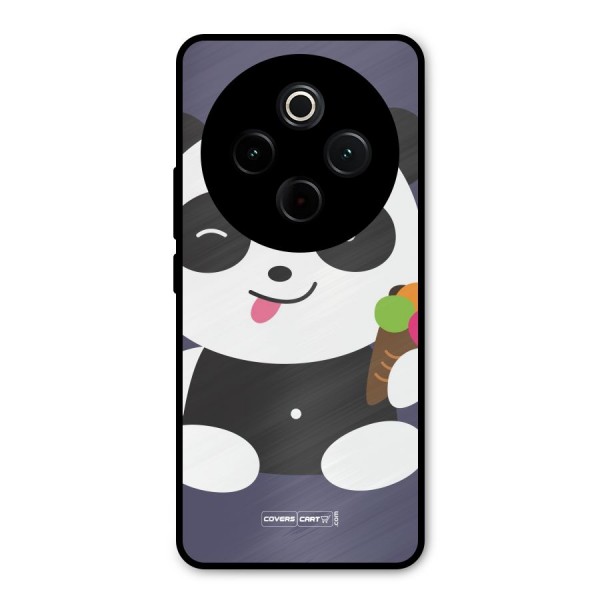 Cute Panda Blue Metal Back Case for iQOO Z10