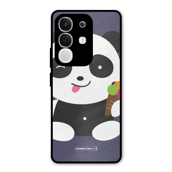 Cute Panda Blue Metal Back Case for iQOO Z10x