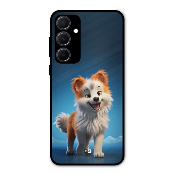 Cute Puppy Walking Metal Back Case for Galaxy A35