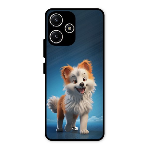 Cute Puppy Walking Metal Back Case for Redmi 12 5G