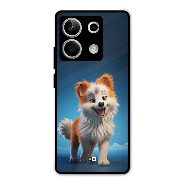 Cute Puppy Walking Metal Back Case for Redmi Note 13 5G