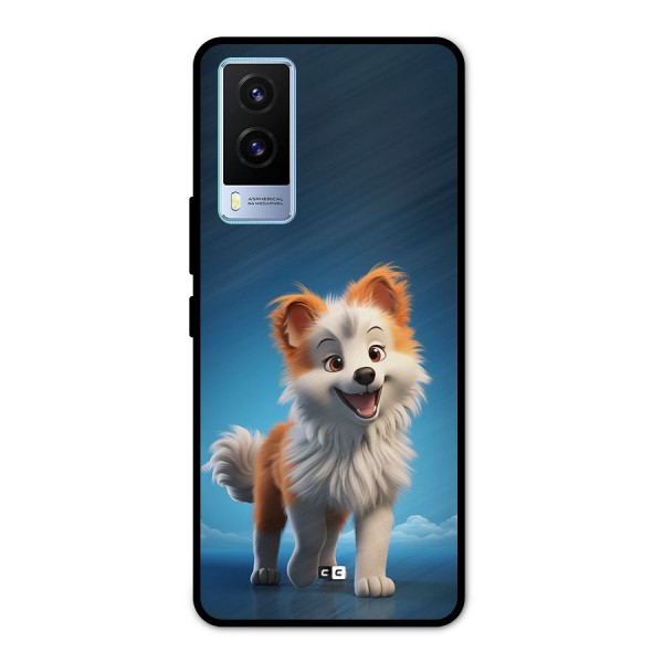 Cute Puppy Walking Metal Back Case for Vivo V21e 5G