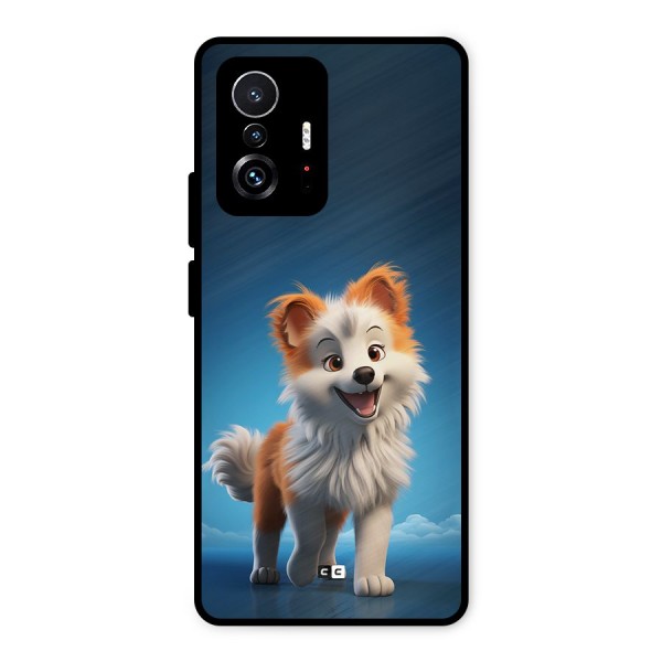 Cute Puppy Walking Metal Back Case for Xiaomi 11T Pro