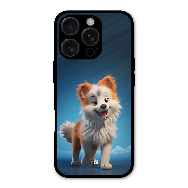 Cute Puppy Walking Metal Back Case for iPhone 16 Pro