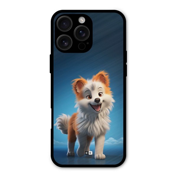Cute Puppy Walking Metal Back Case for iPhone 16 Pro Max