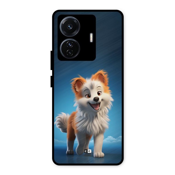 Cute Puppy Walking Metal Back Case for iQOO Z6