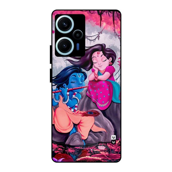 Cute Radha Krishna Metal Back Case for Poco F5