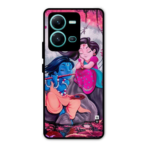 Cute Radha Krishna Metal Back Case for Vivo V25