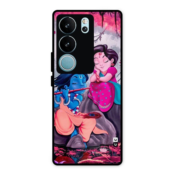 Cute Radha Krishna Metal Back Case for Vivo V29