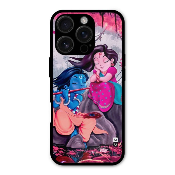 Cute Radha Krishna Metal Back Case for iPhone 16 Pro