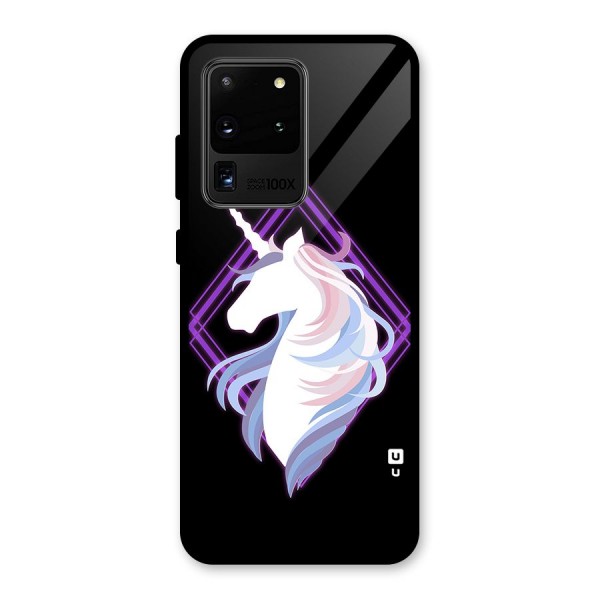 Cute Unicorn Illustration Glass Back Case for Galaxy S20 Ultra