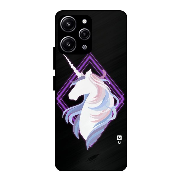 Cute Unicorn Illustration Glass Back Case for Redmi 12 4G