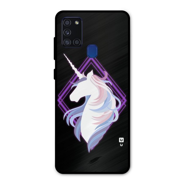 Cute Unicorn Illustration Metal Back Case for Galaxy A21s
