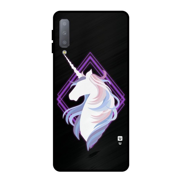 Cute Unicorn Illustration Metal Back Case for Galaxy A7 (2018)