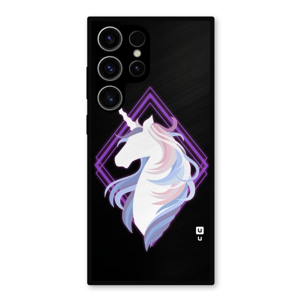 Cute Unicorn Illustration Metal Back Case for Galaxy S23 Ultra