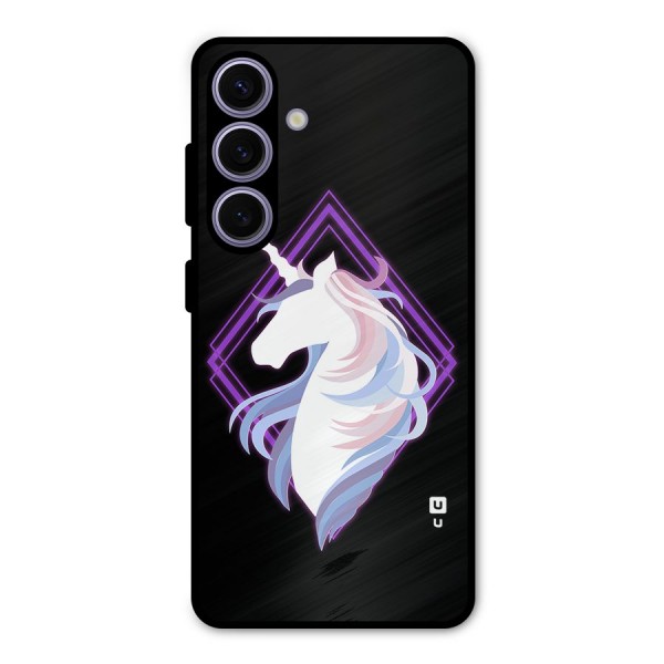 Cute Unicorn Illustration Metal Back Case for Galaxy S24