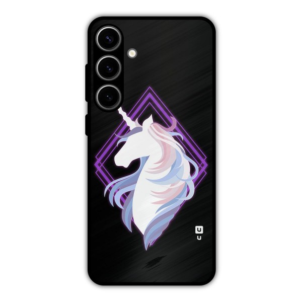 Cute Unicorn Illustration Metal Back Case for Galaxy S24 Plus