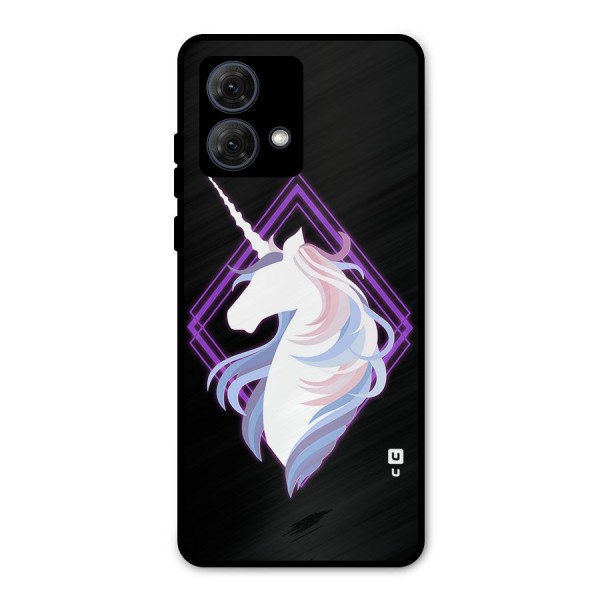 Cute Unicorn Illustration Metal Back Case for Moto G84