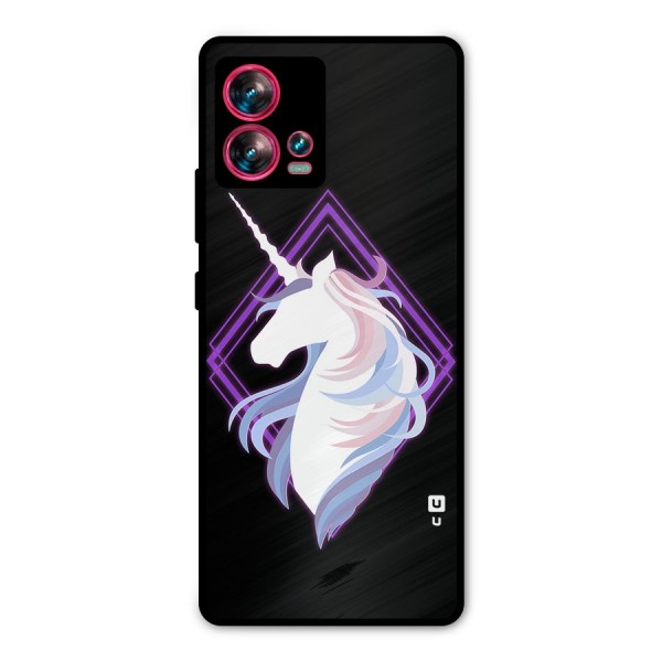 Cute Unicorn Illustration Metal Back Case for Motorola Edge 30 Fusion