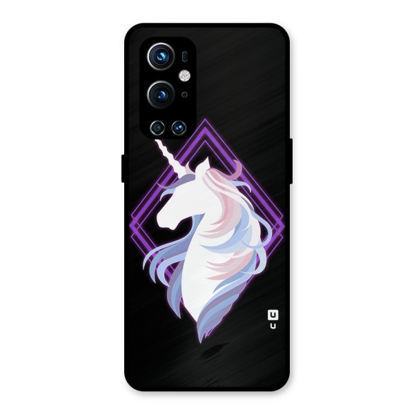 Cute Unicorn Illustration Metal Back Case for OnePlus 9 Pro