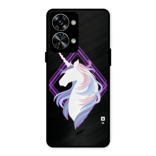 Cute Unicorn Illustration Metal Back Case for OnePlus Nord 2T