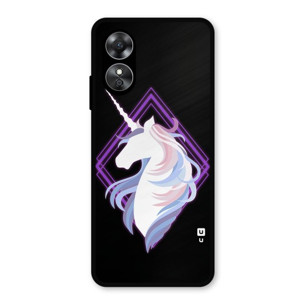 Cute Unicorn Illustration Metal Back Case for Oppo A17