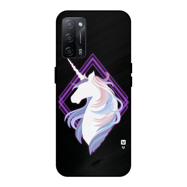Cute Unicorn Illustration Metal Back Case for Oppo A53s 5G