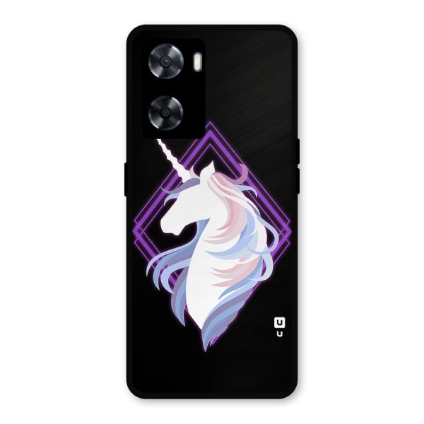 Cute Unicorn Illustration Metal Back Case for Oppo A57 2022