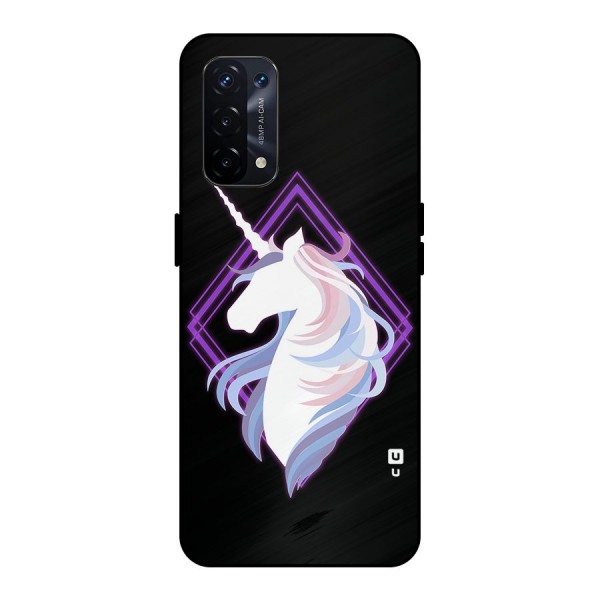 Cute Unicorn Illustration Metal Back Case for Oppo A74 5G
